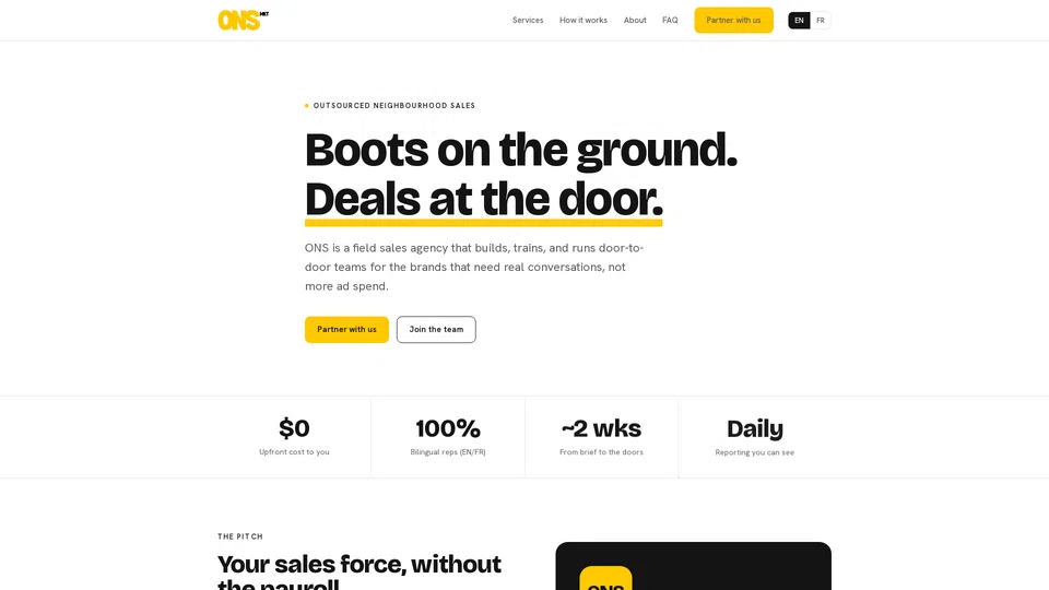 Homepage snapshot at launch