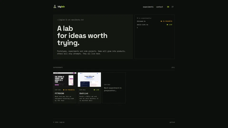Homepage snapshot at launch