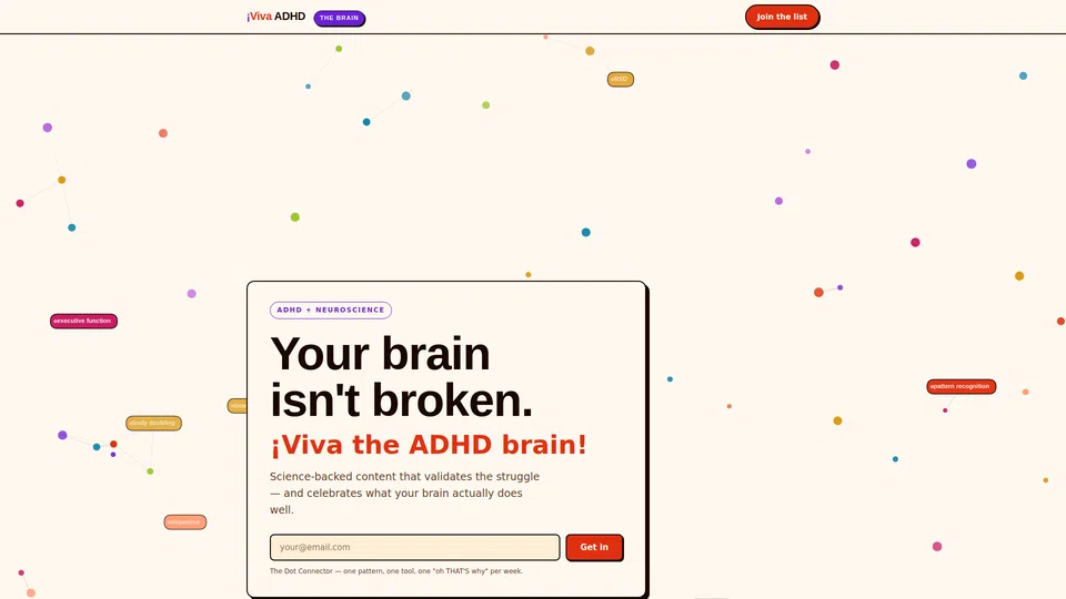 Homepage snapshot at launch