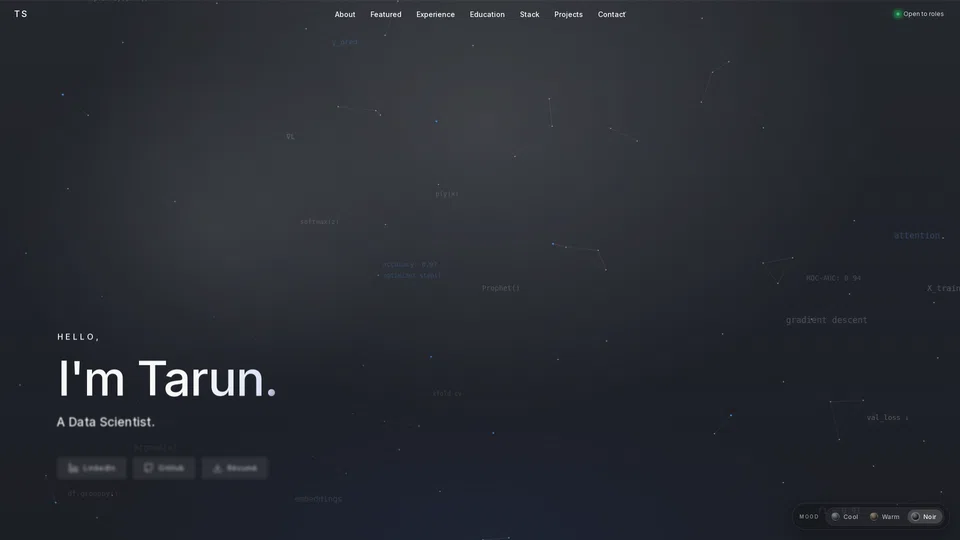 Homepage snapshot at launch