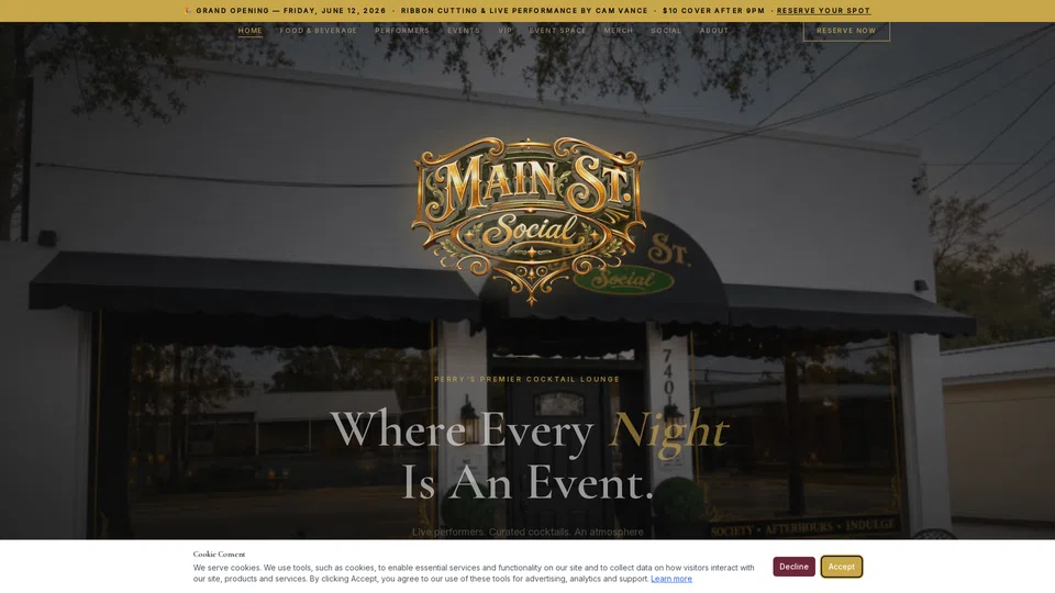 Homepage snapshot at launch