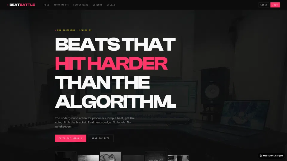 Homepage snapshot at launch