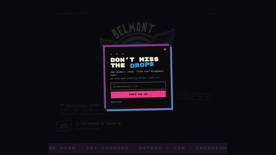 Homepage snapshot at launch