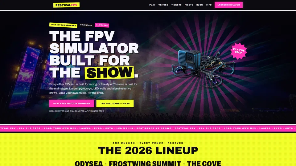 Homepage snapshot at launch