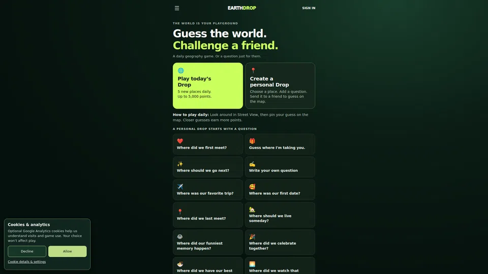 Homepage snapshot at launch