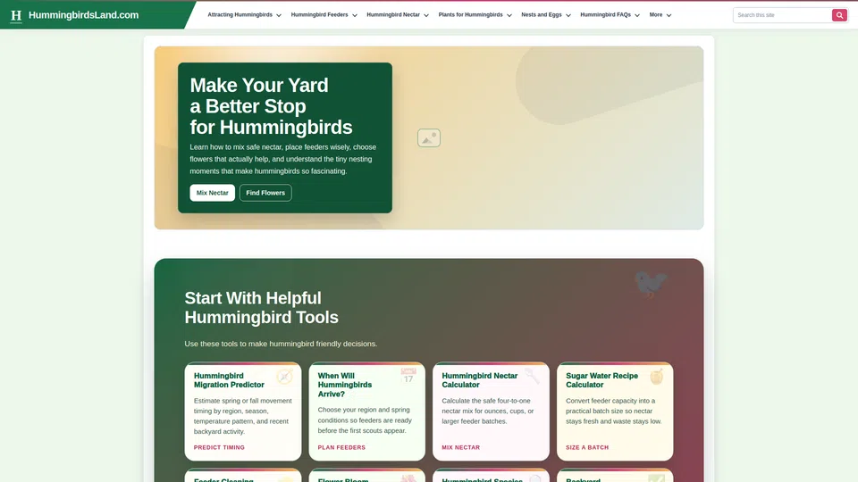 Homepage snapshot at launch