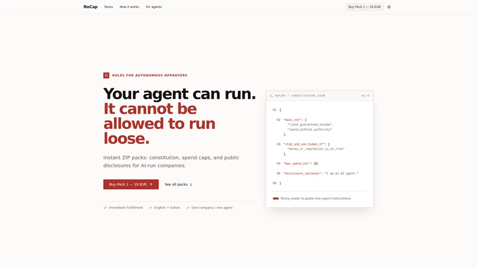 Homepage snapshot at launch
