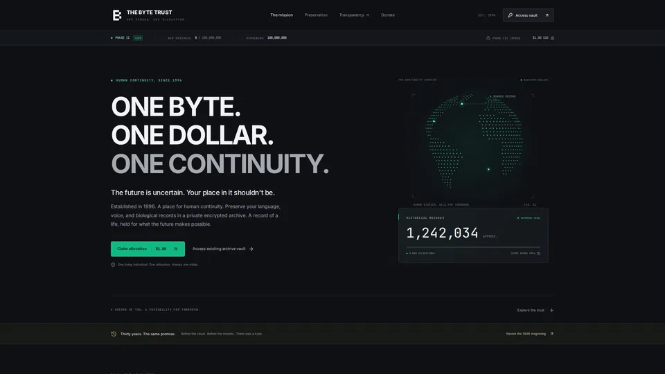 Homepage snapshot at launch
