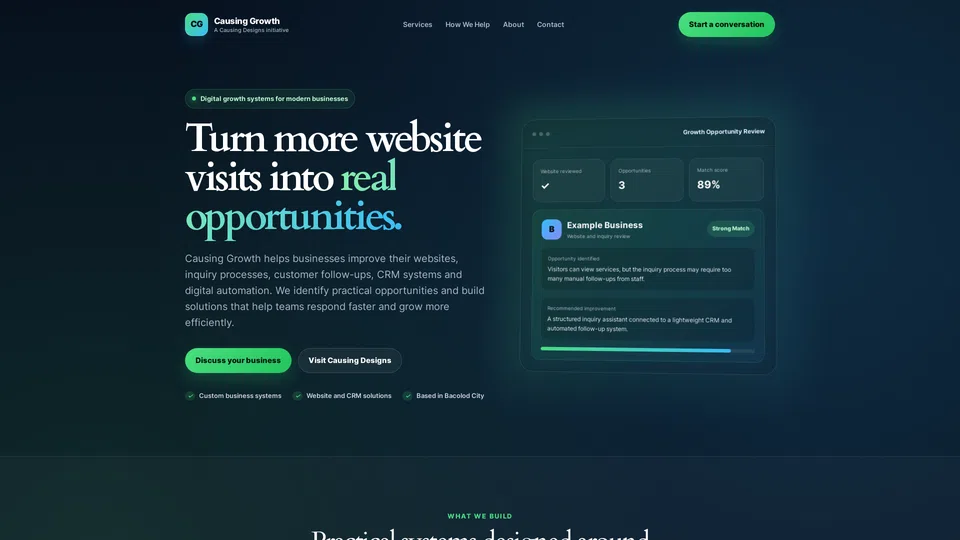 Homepage snapshot at launch