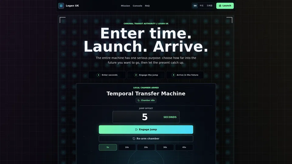 Homepage snapshot at launch