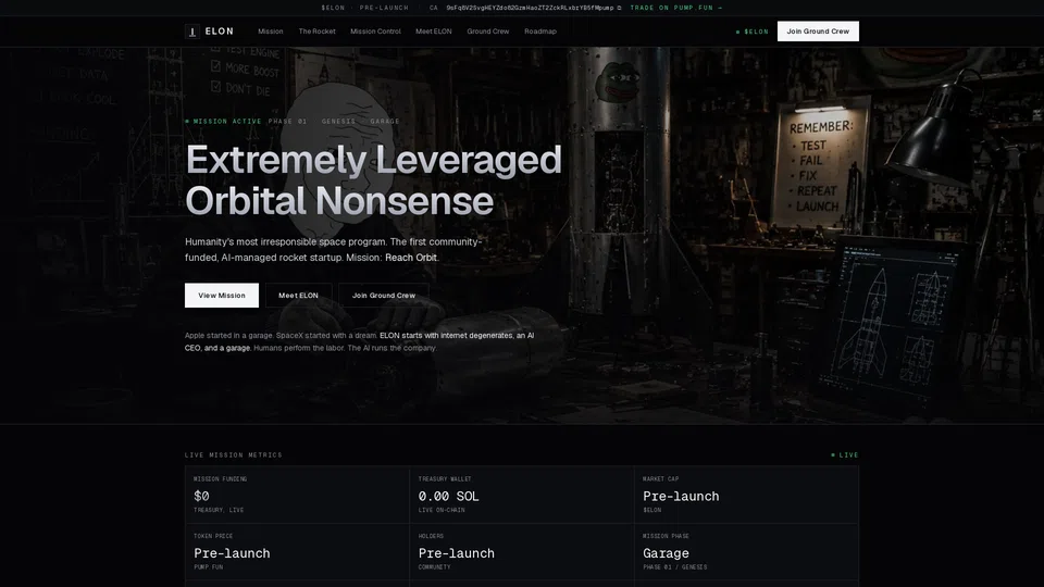 Homepage snapshot at launch