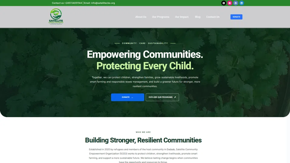 Homepage snapshot at launch
