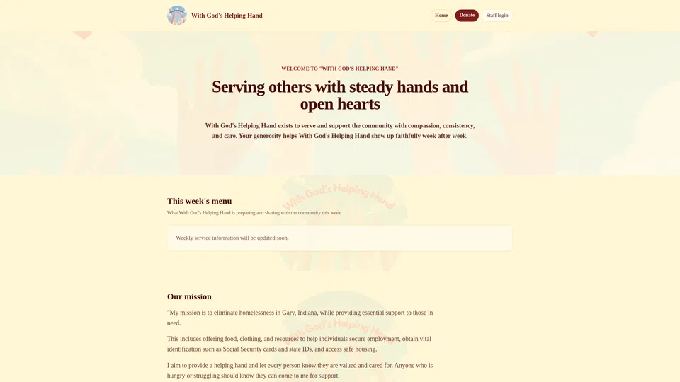 Homepage snapshot at launch