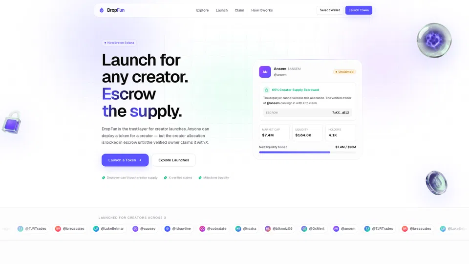 Homepage snapshot at launch