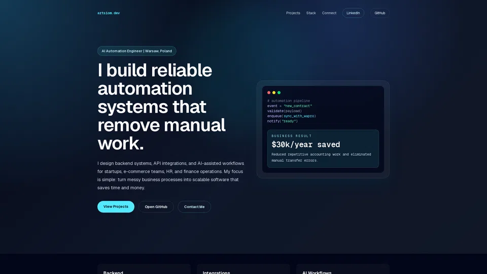 Homepage snapshot at launch