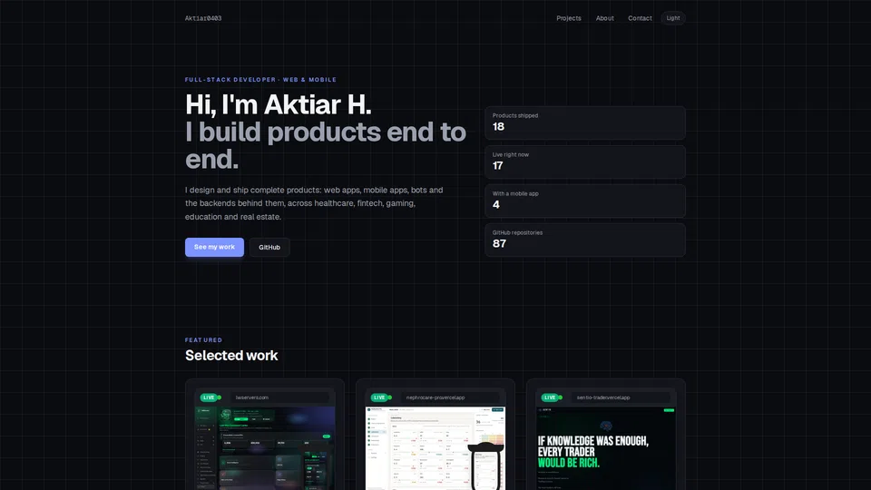 Homepage snapshot at launch