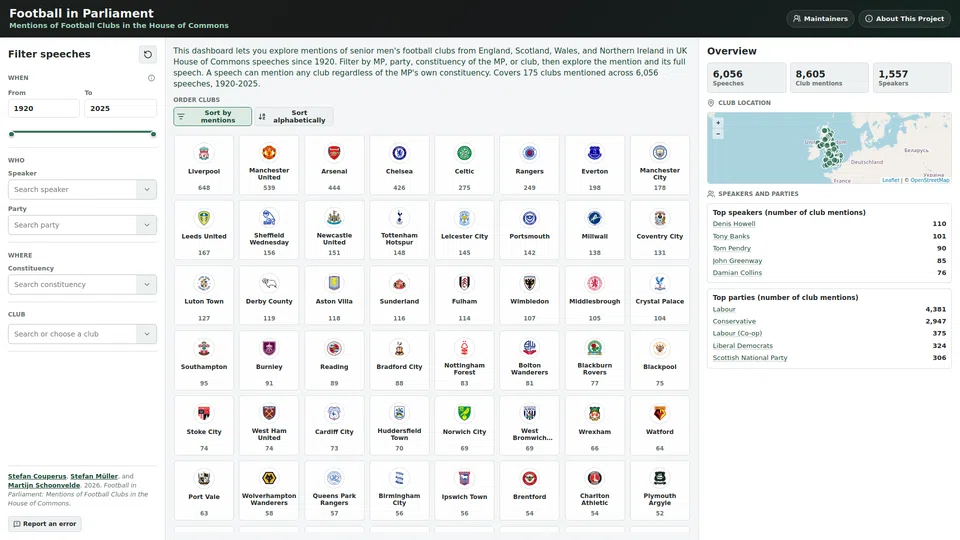 Homepage snapshot at launch