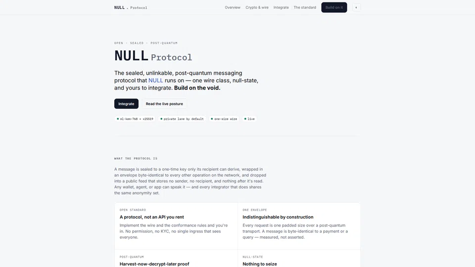 Homepage snapshot at launch