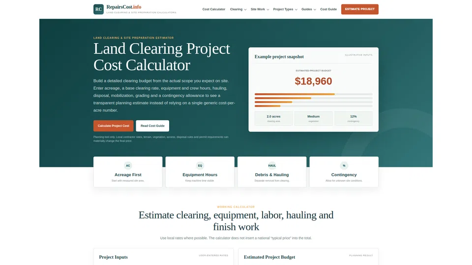 Homepage snapshot at launch