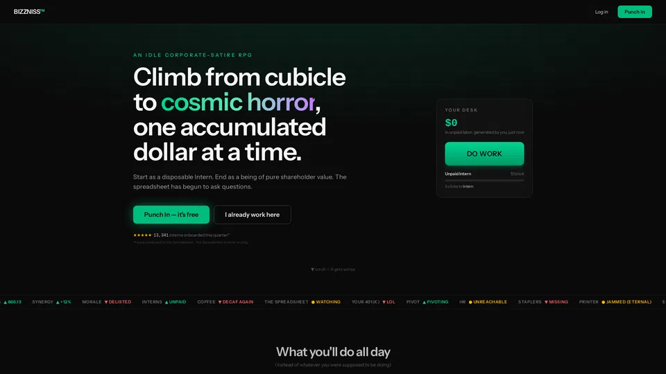 Homepage snapshot at launch