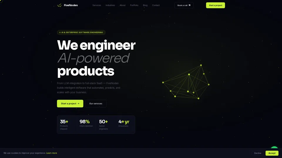 Homepage snapshot at launch