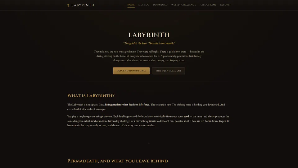 Homepage snapshot at launch