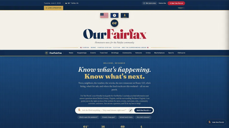 Homepage snapshot at launch