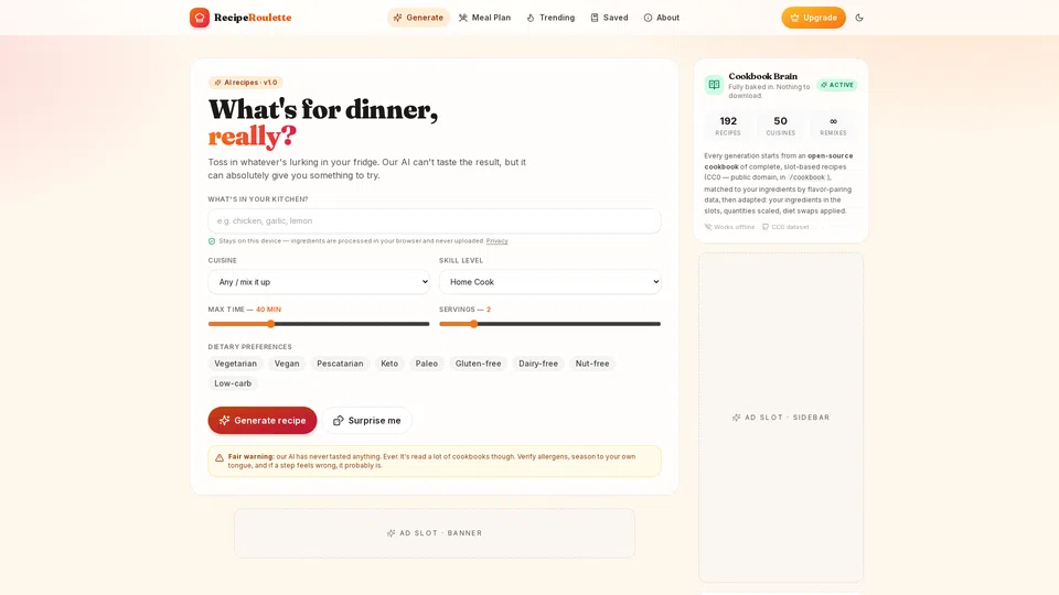Homepage snapshot at launch
