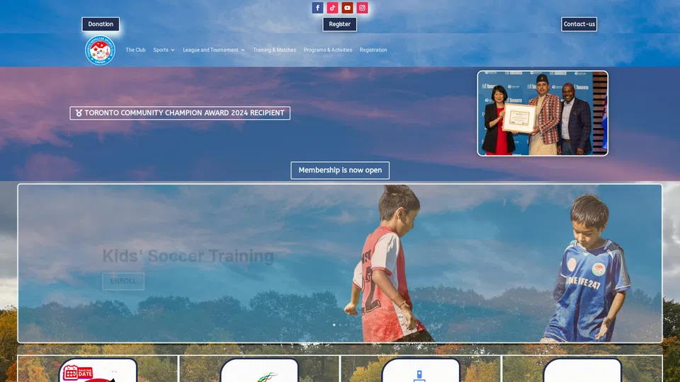 Homepage snapshot at launch