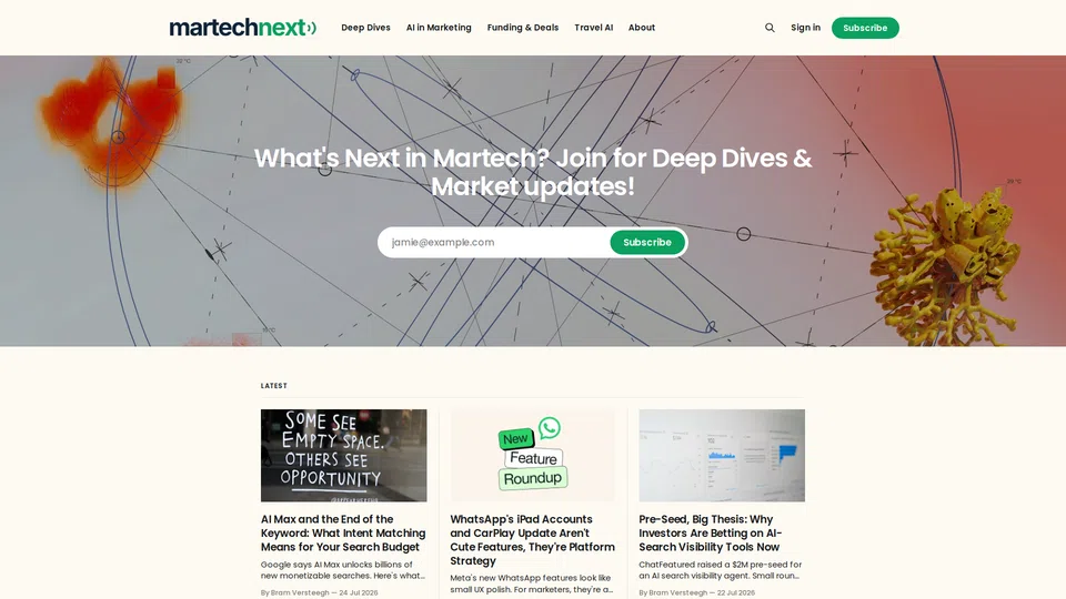 Homepage snapshot at launch