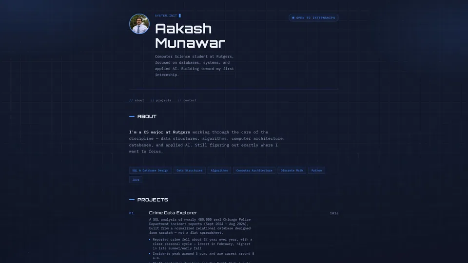 Homepage snapshot at launch