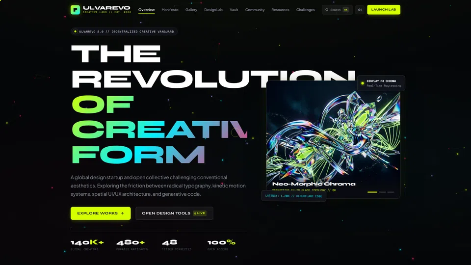 Homepage snapshot at launch