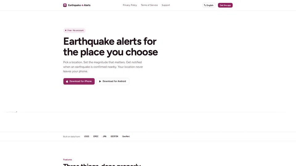 Homepage snapshot at launch