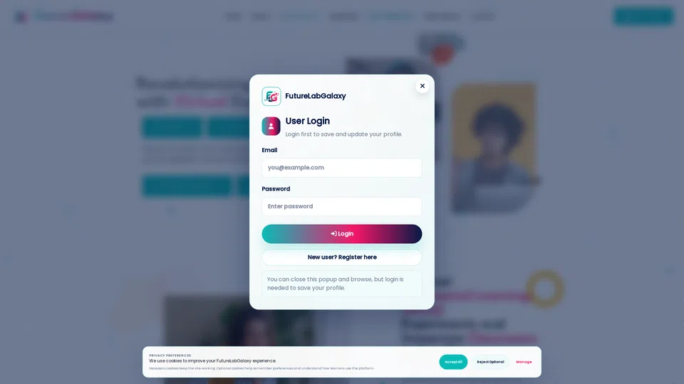 Homepage snapshot at launch