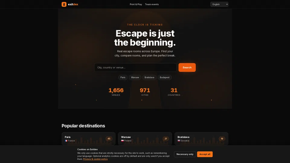 Homepage snapshot at launch