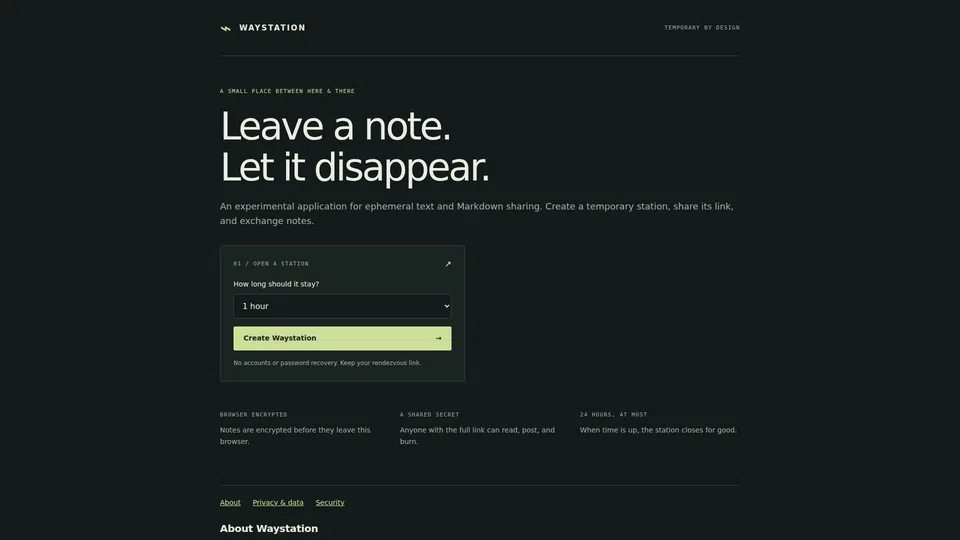 Homepage snapshot at launch