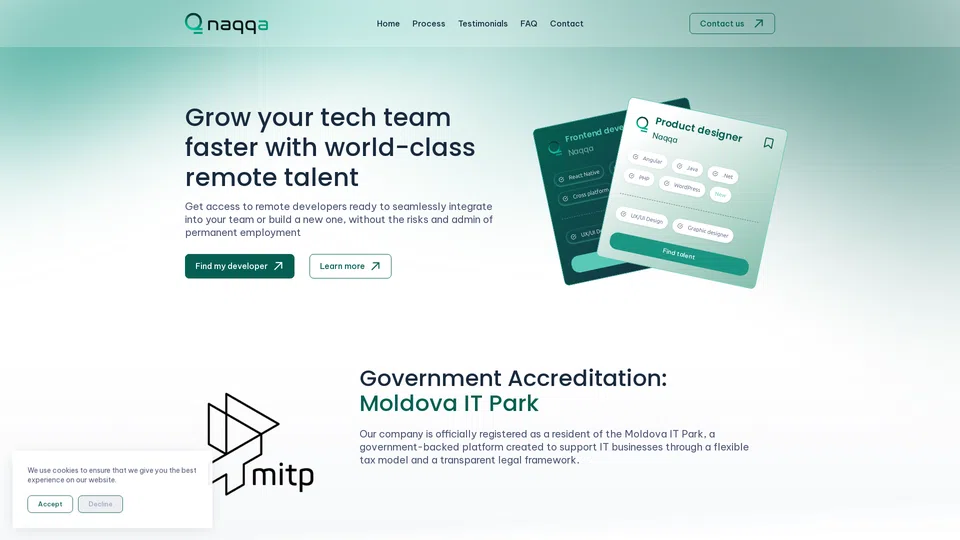 Homepage snapshot at launch