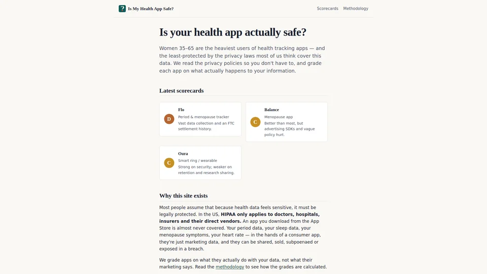 Homepage snapshot at launch