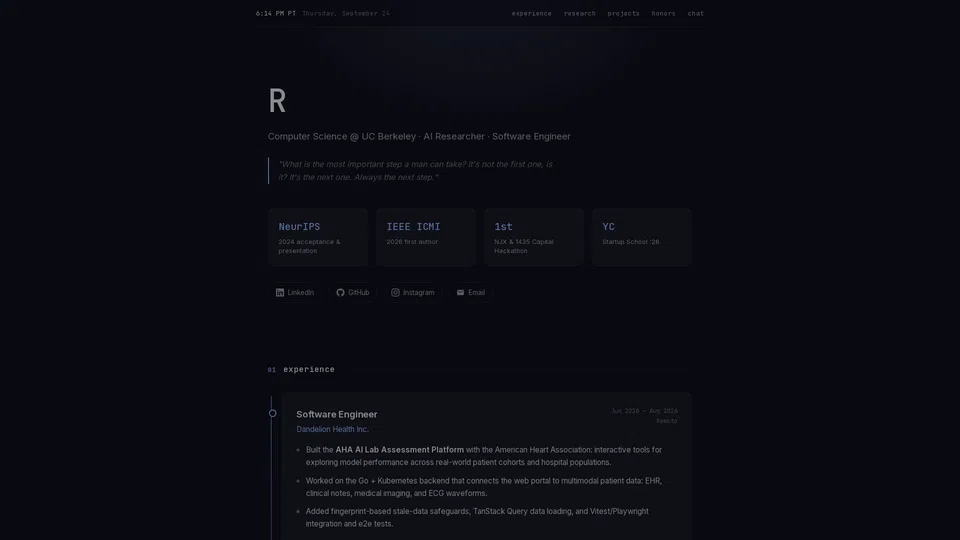 Homepage snapshot at launch