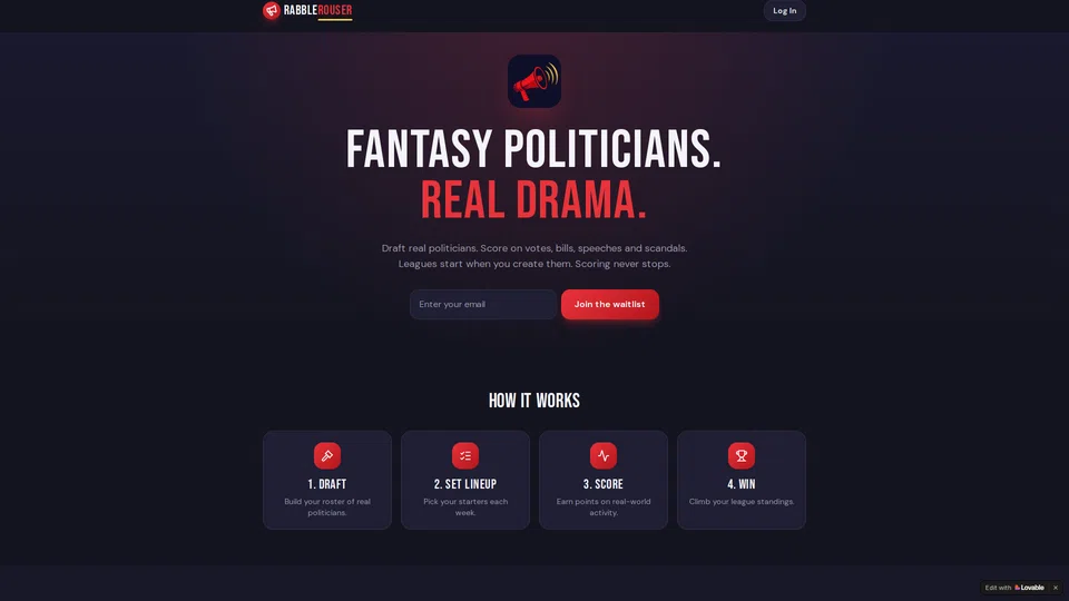 Homepage snapshot at launch
