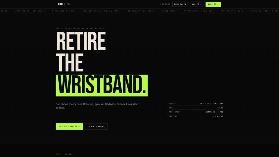Homepage snapshot at launch