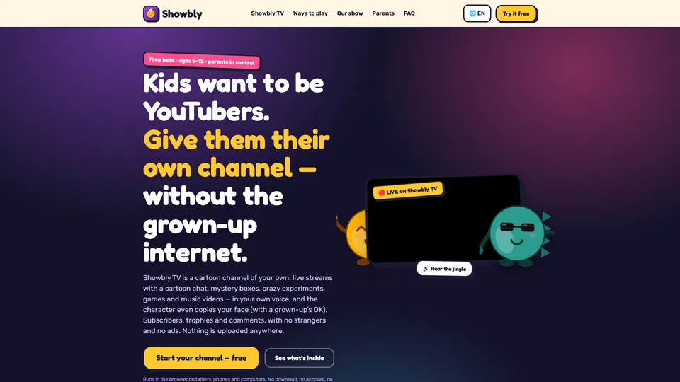 Homepage snapshot at launch
