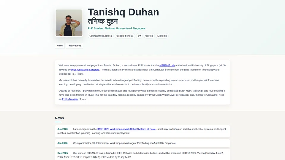 Homepage snapshot at launch