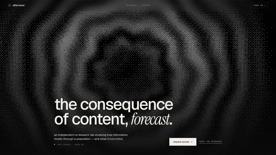 Homepage snapshot at launch