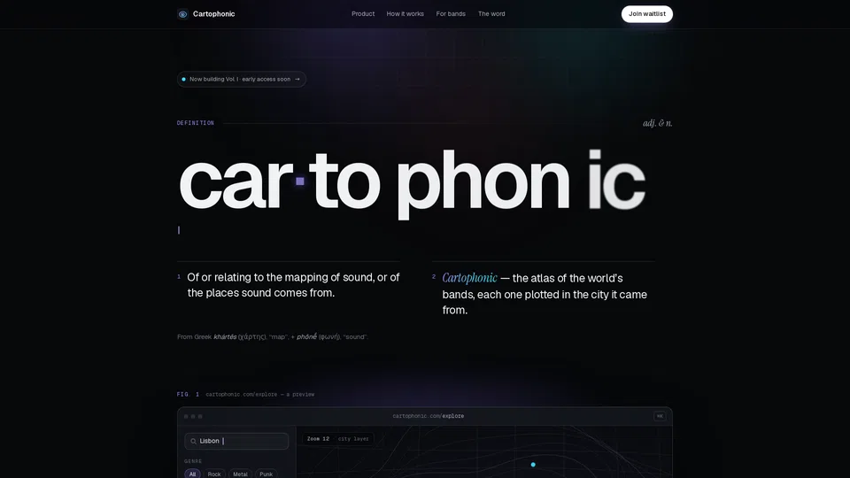 Homepage snapshot at launch