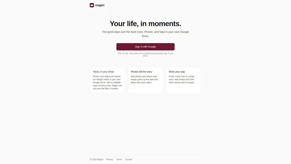 Homepage snapshot at launch