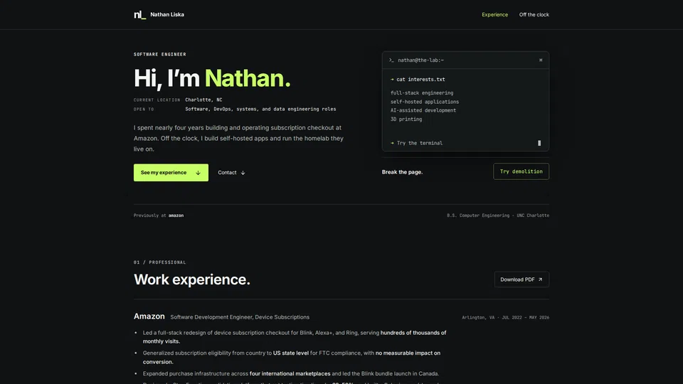 Homepage snapshot at launch