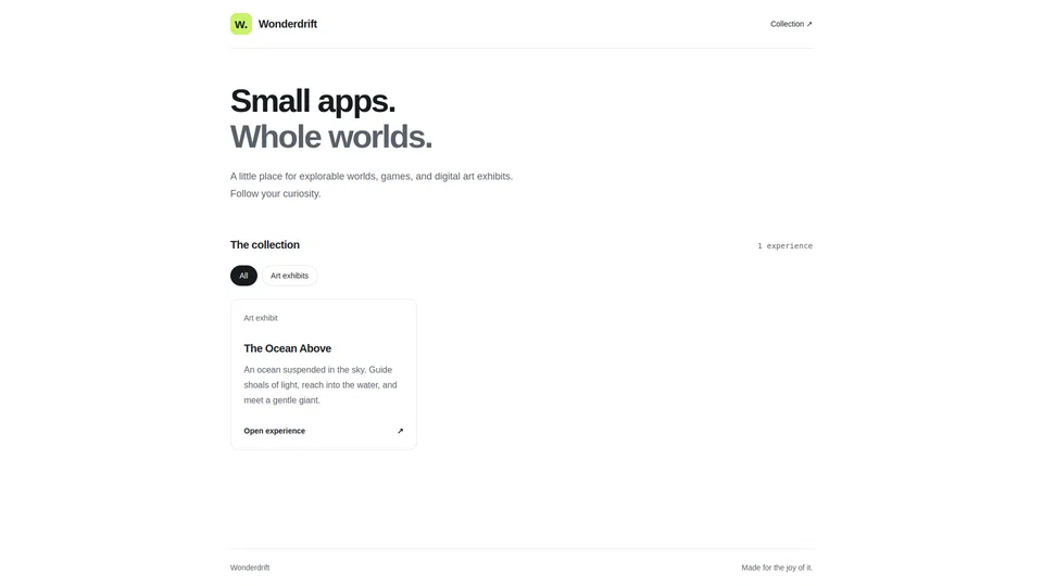 Homepage snapshot at launch