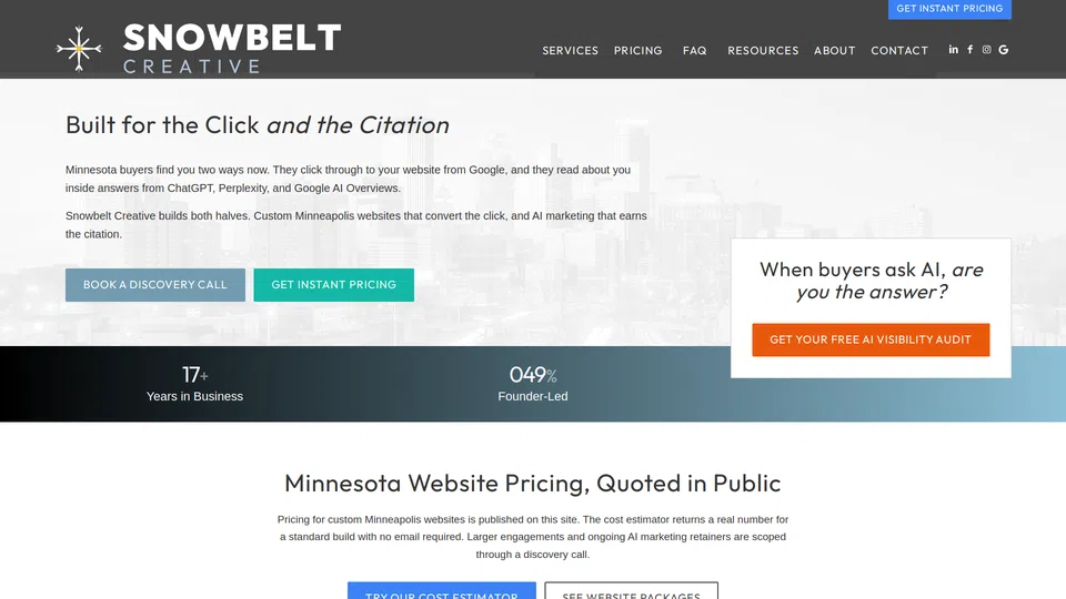 Homepage snapshot at launch