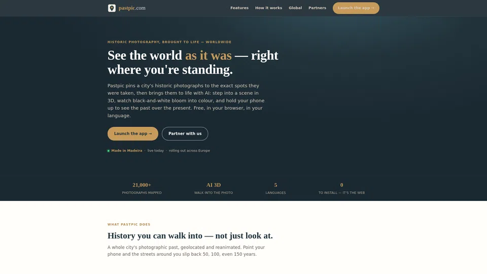 Homepage snapshot at launch